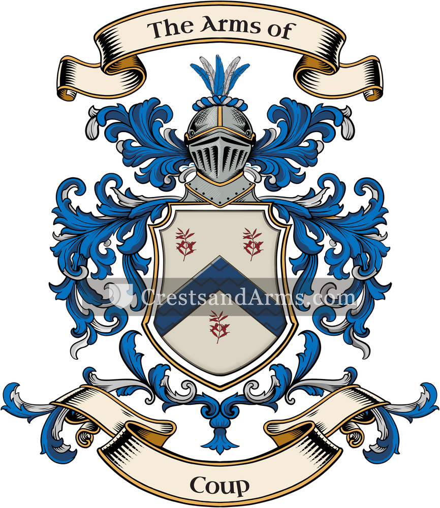 The Coup coat of arms, drawn from the recorded blazon