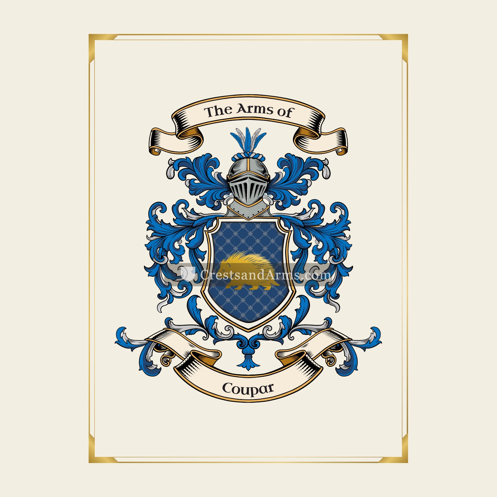 With gold border