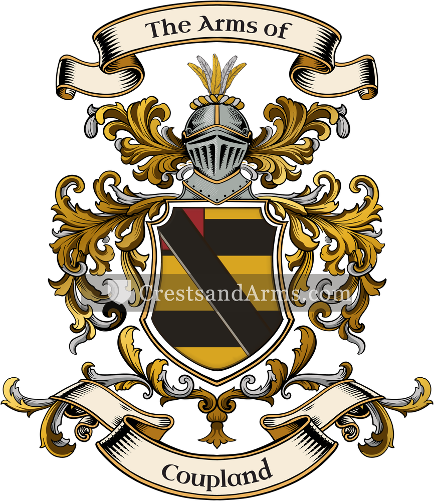The Coupland coat of arms, drawn from the recorded blazon