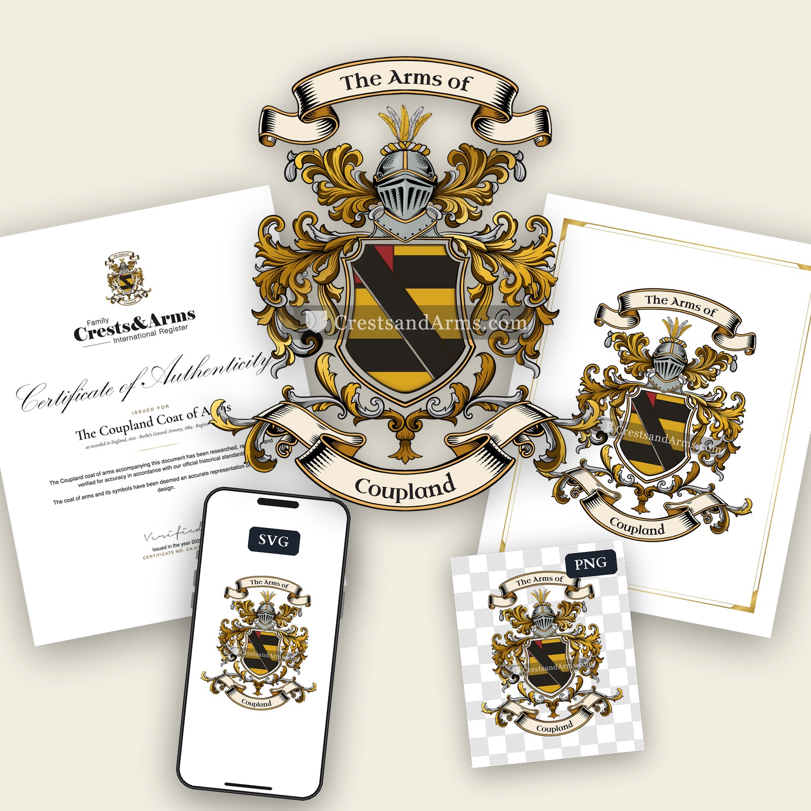 The Coupland arms on the coat of arms — digital pack