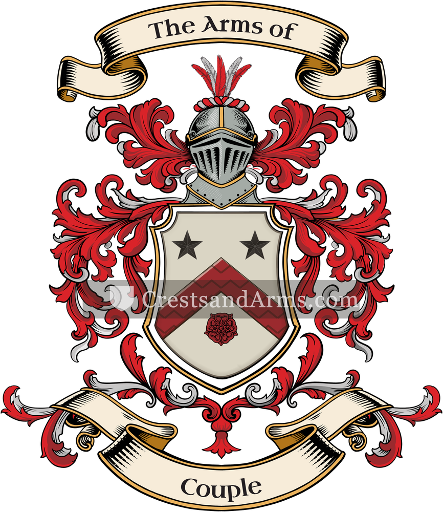 The Couple coat of arms, drawn from the recorded blazon