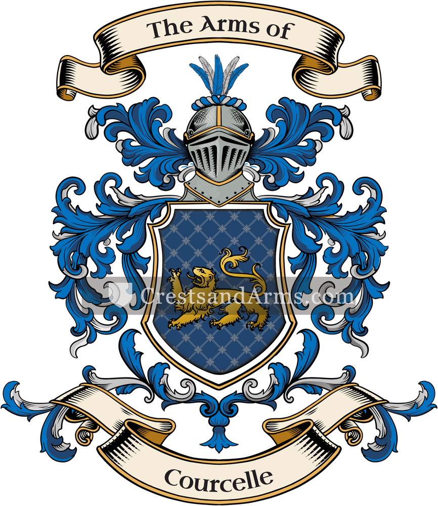 The Courcelle coat of arms, drawn from the recorded blazon