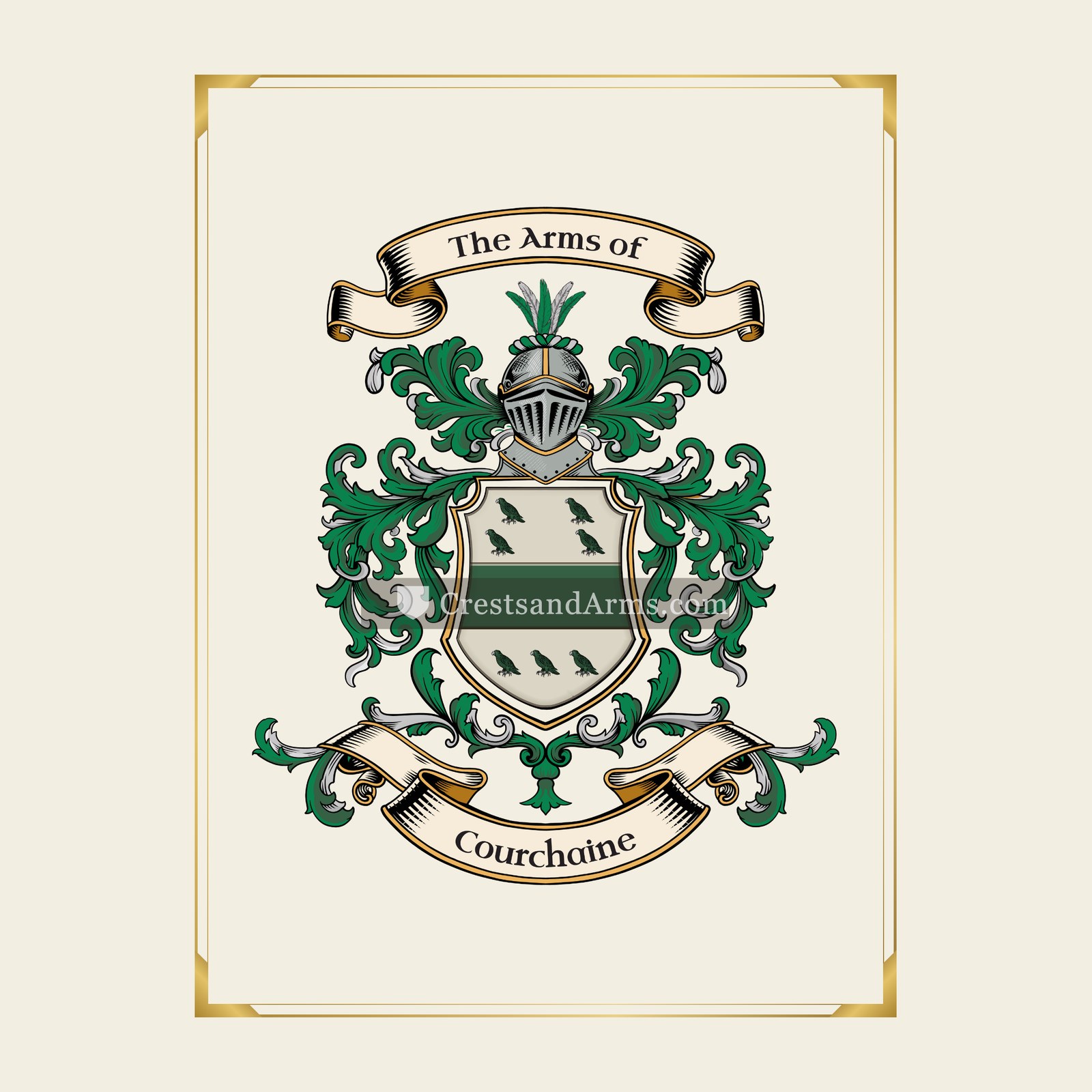 With gold border
