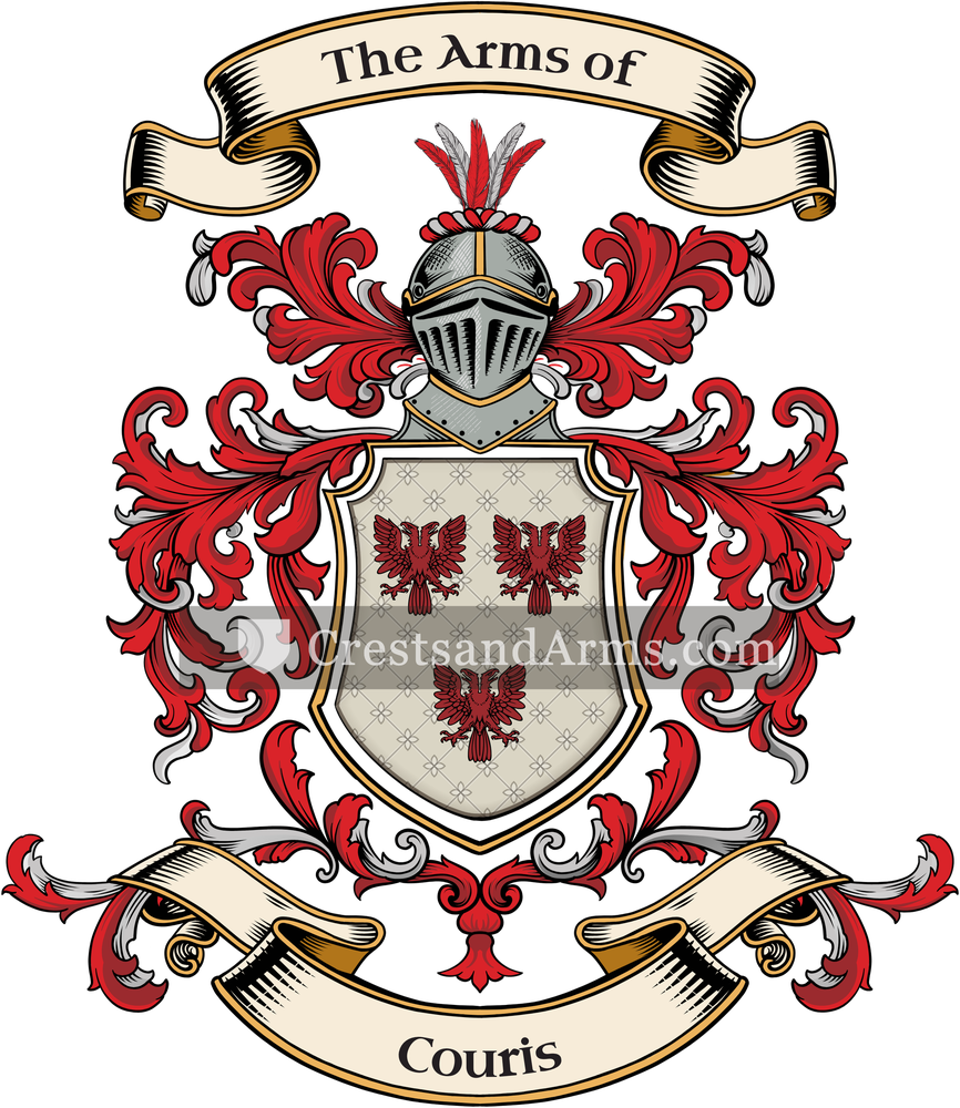 The Couris coat of arms, drawn from the recorded blazon