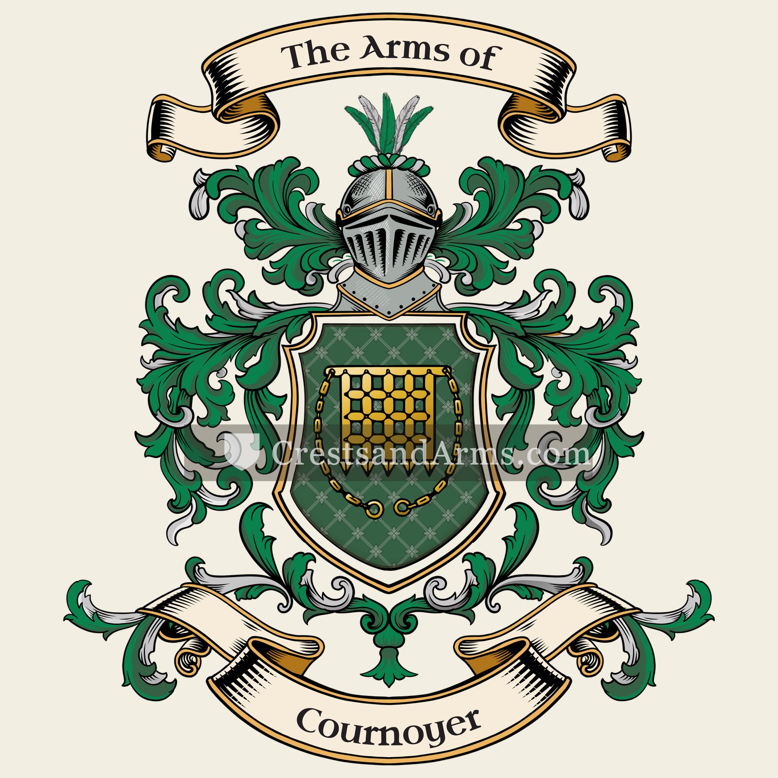 The Cournoyer coat of arms, drawn from the recorded blazon