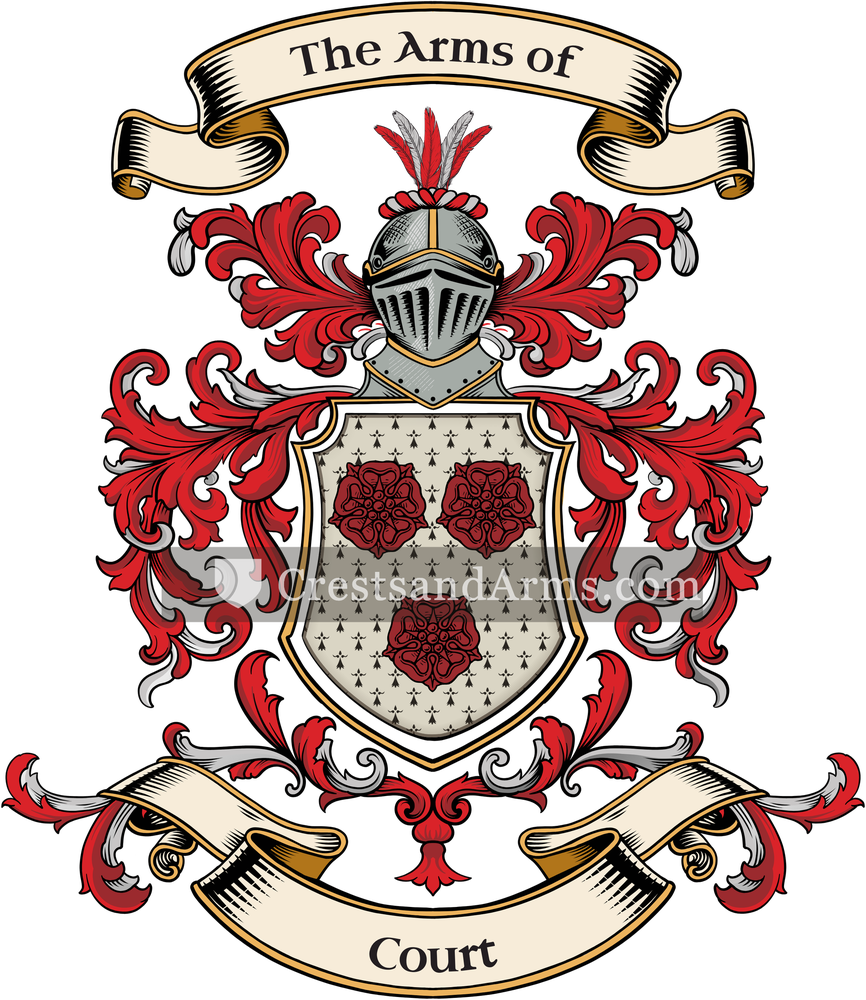 The Court coat of arms, drawn from the recorded blazon