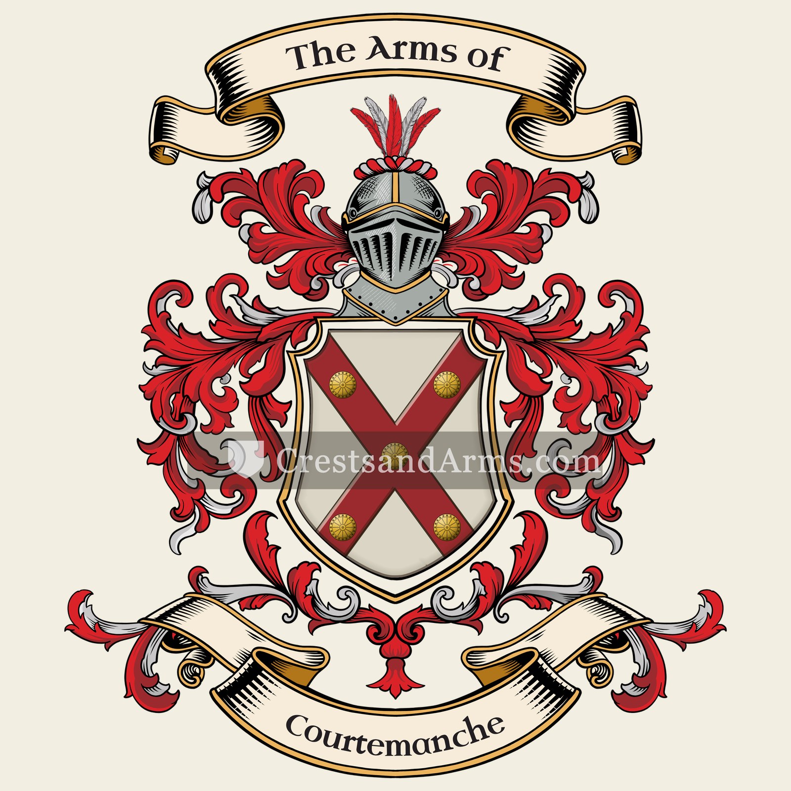The Courtemanche coat of arms, drawn from the recorded blazon