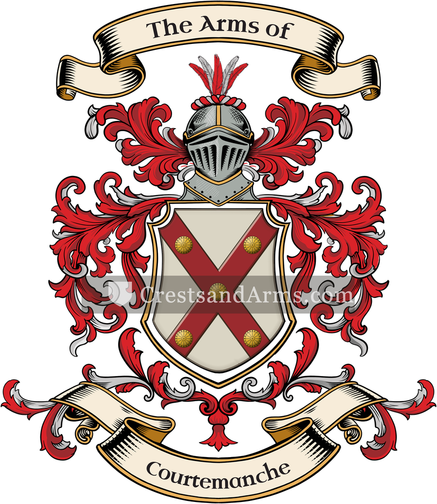 The Courtemanche coat of arms, drawn from the recorded blazon