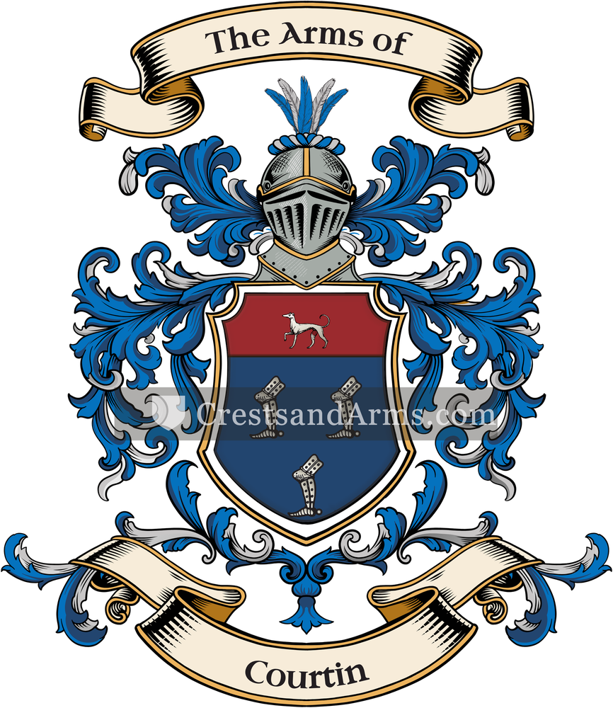 The Courtin coat of arms, drawn from the recorded blazon
