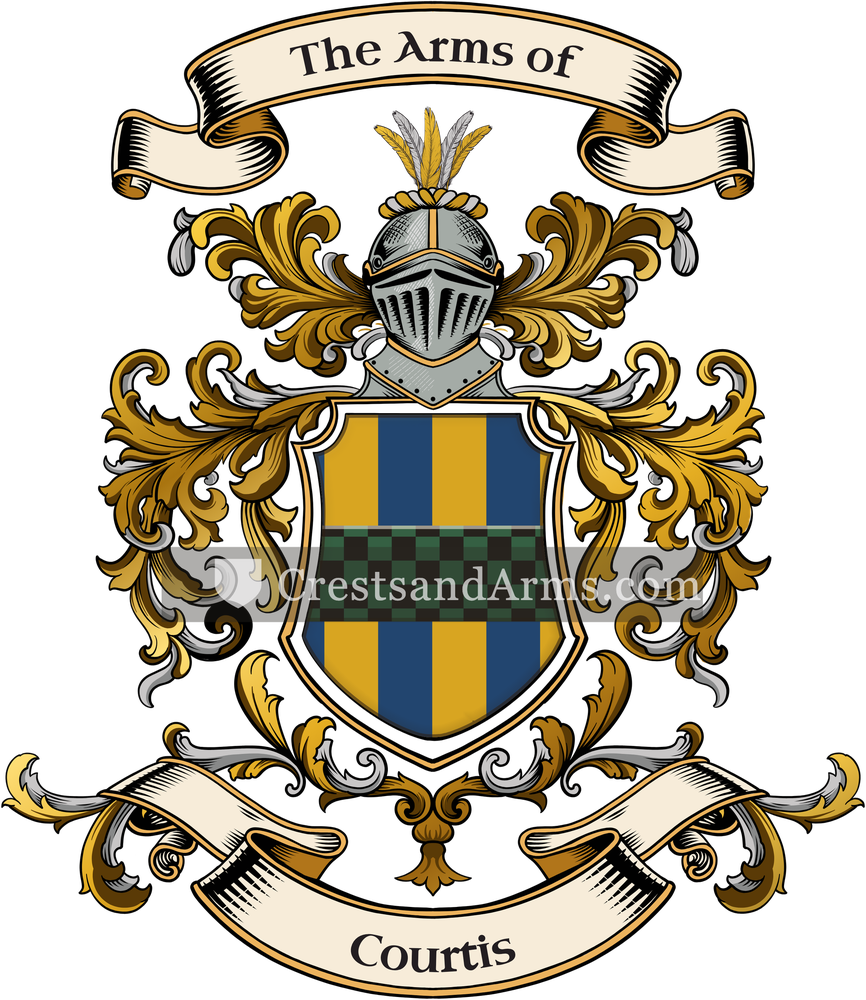 The Courtis coat of arms, drawn from the recorded blazon