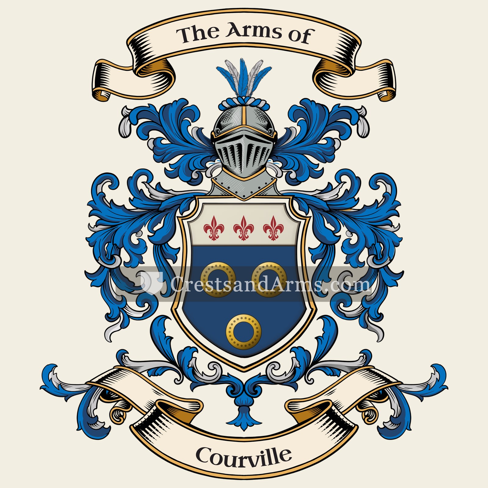 The Courville coat of arms, drawn from the recorded blazon