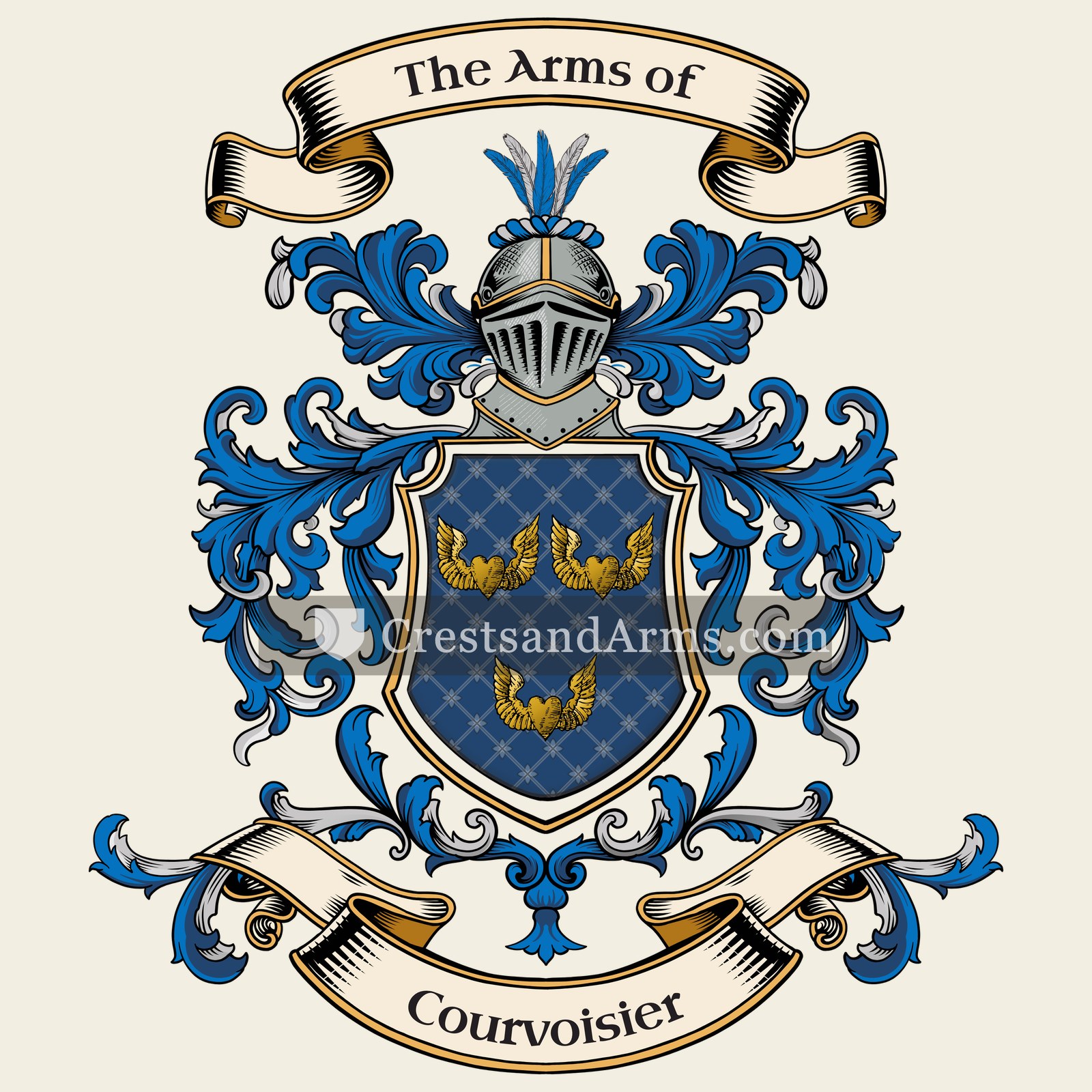 The Courvoisier coat of arms, drawn from the recorded blazon