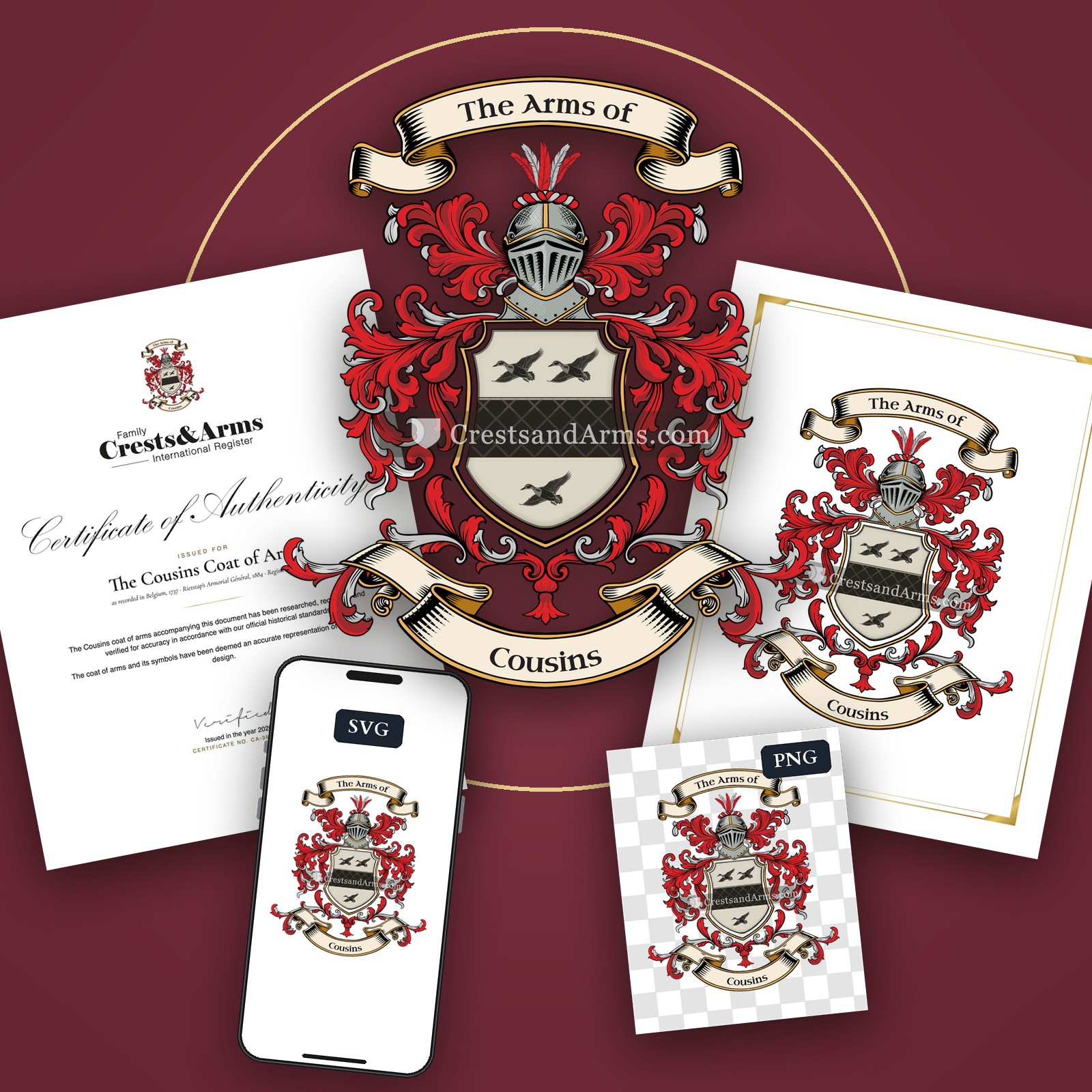 The Cousins arms on the coat of arms — digital pack