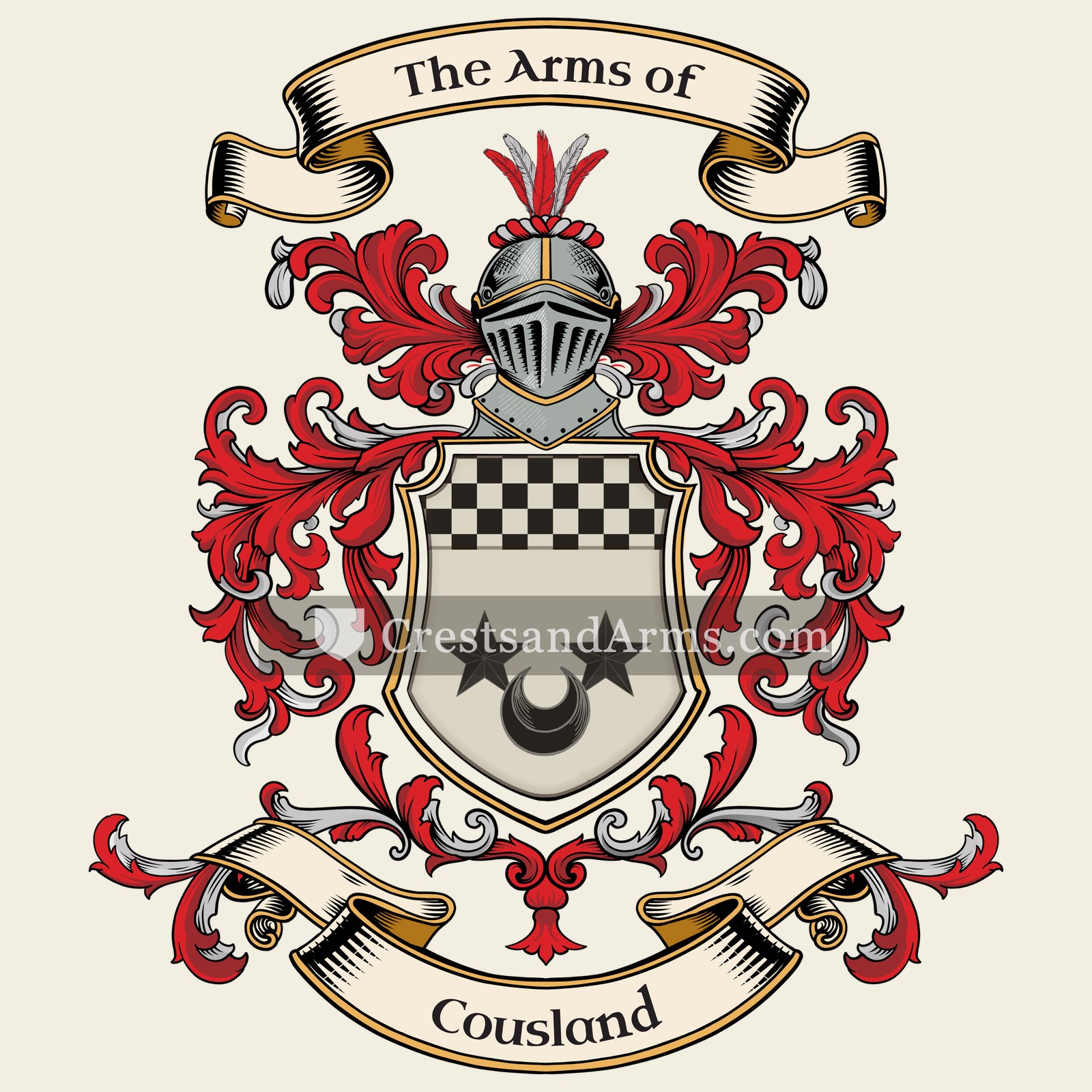 The Cousland coat of arms, drawn from the recorded blazon