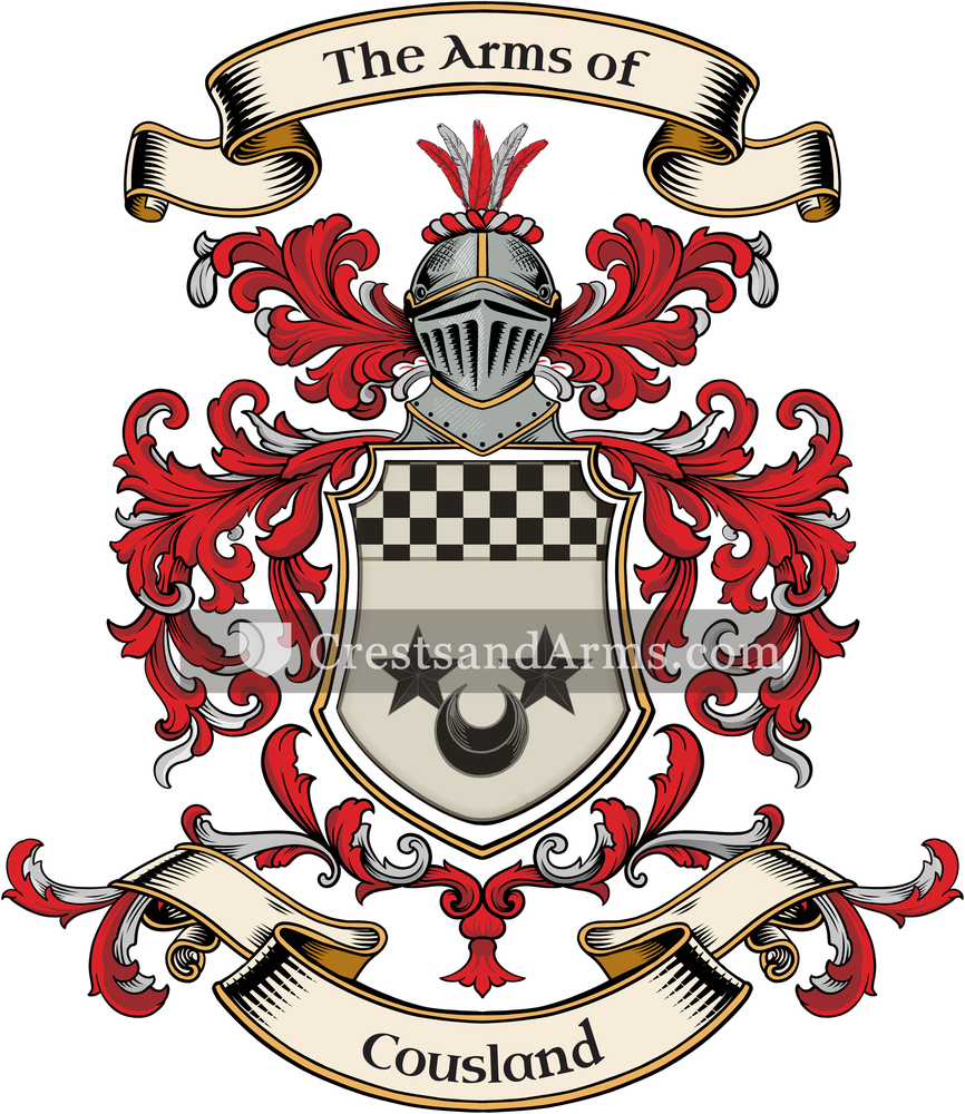 The Cousland coat of arms, drawn from the recorded blazon