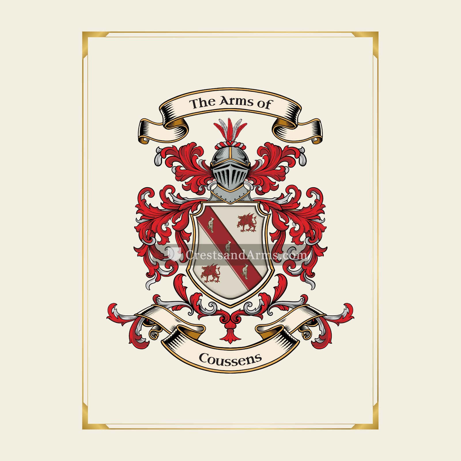 With gold border