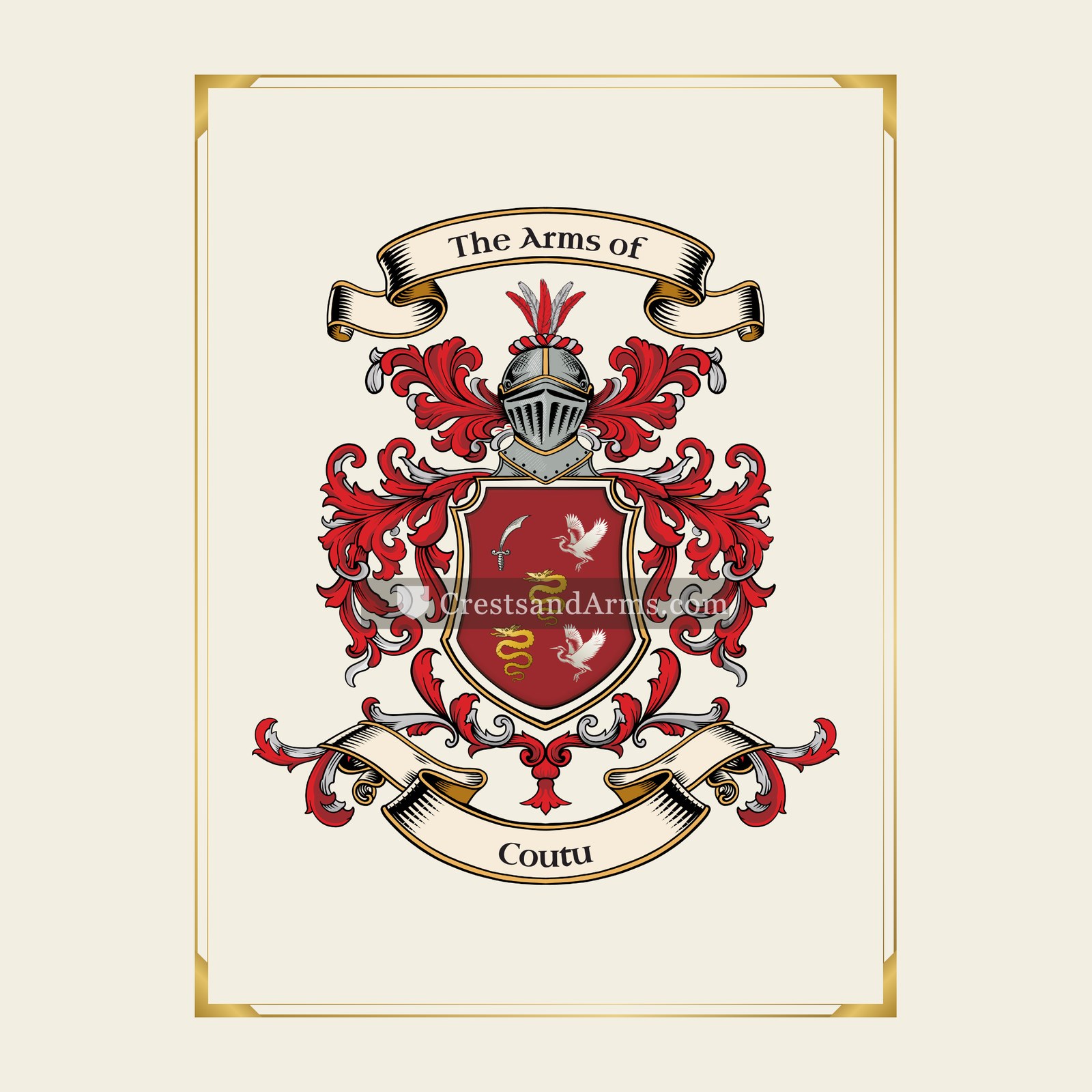 With gold border
