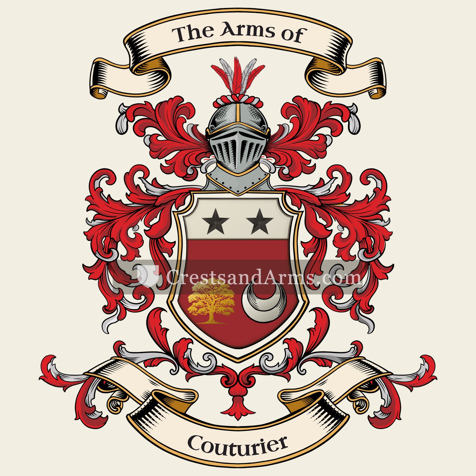 The Couturier coat of arms, drawn from the recorded blazon