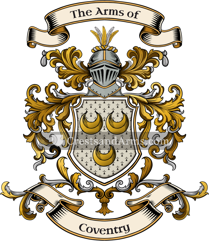 The Coventry coat of arms, drawn from the recorded blazon