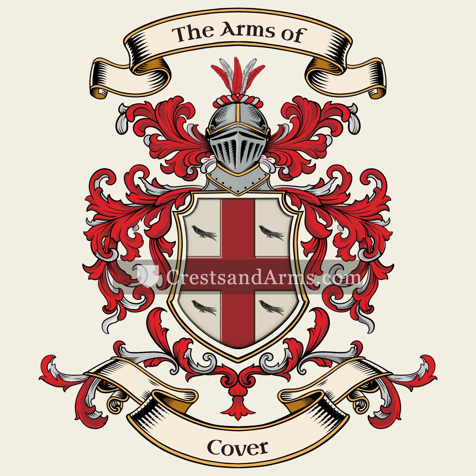 The Cover coat of arms, drawn from the recorded blazon
