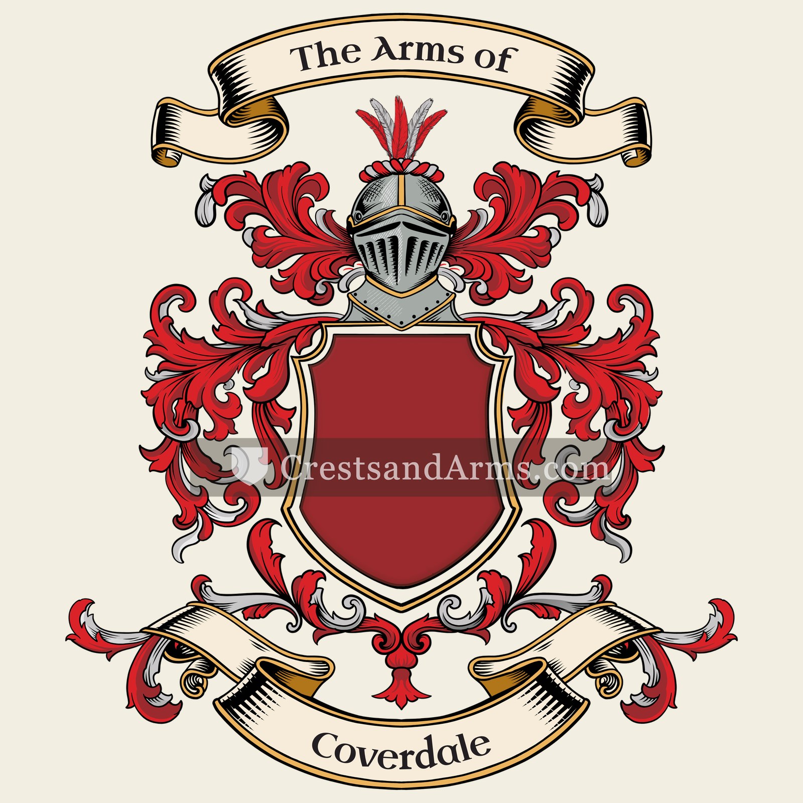 The Coverdale coat of arms, drawn from the recorded blazon