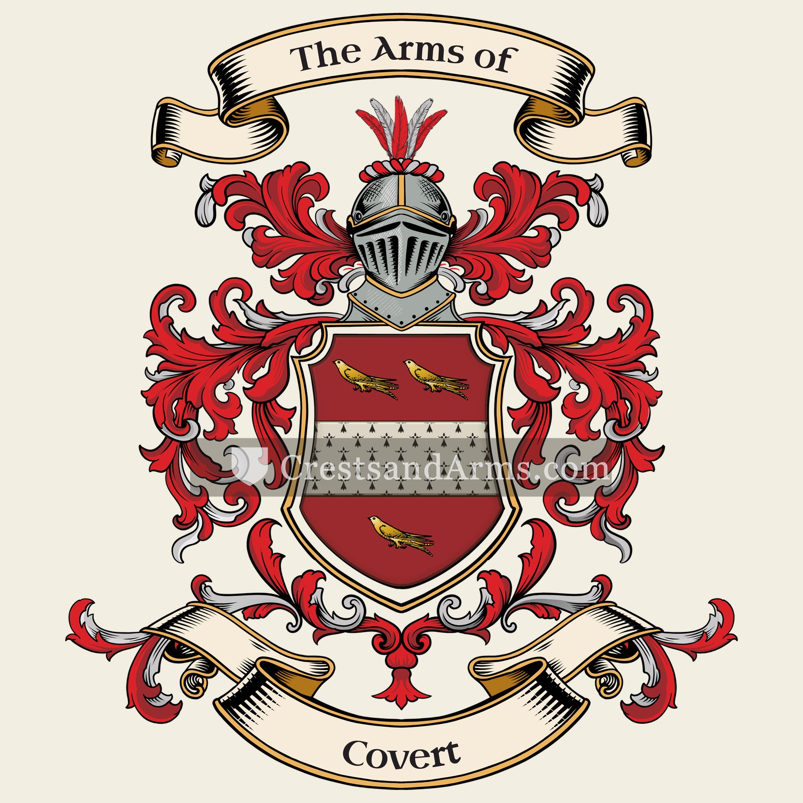 The Covert coat of arms, drawn from the recorded blazon