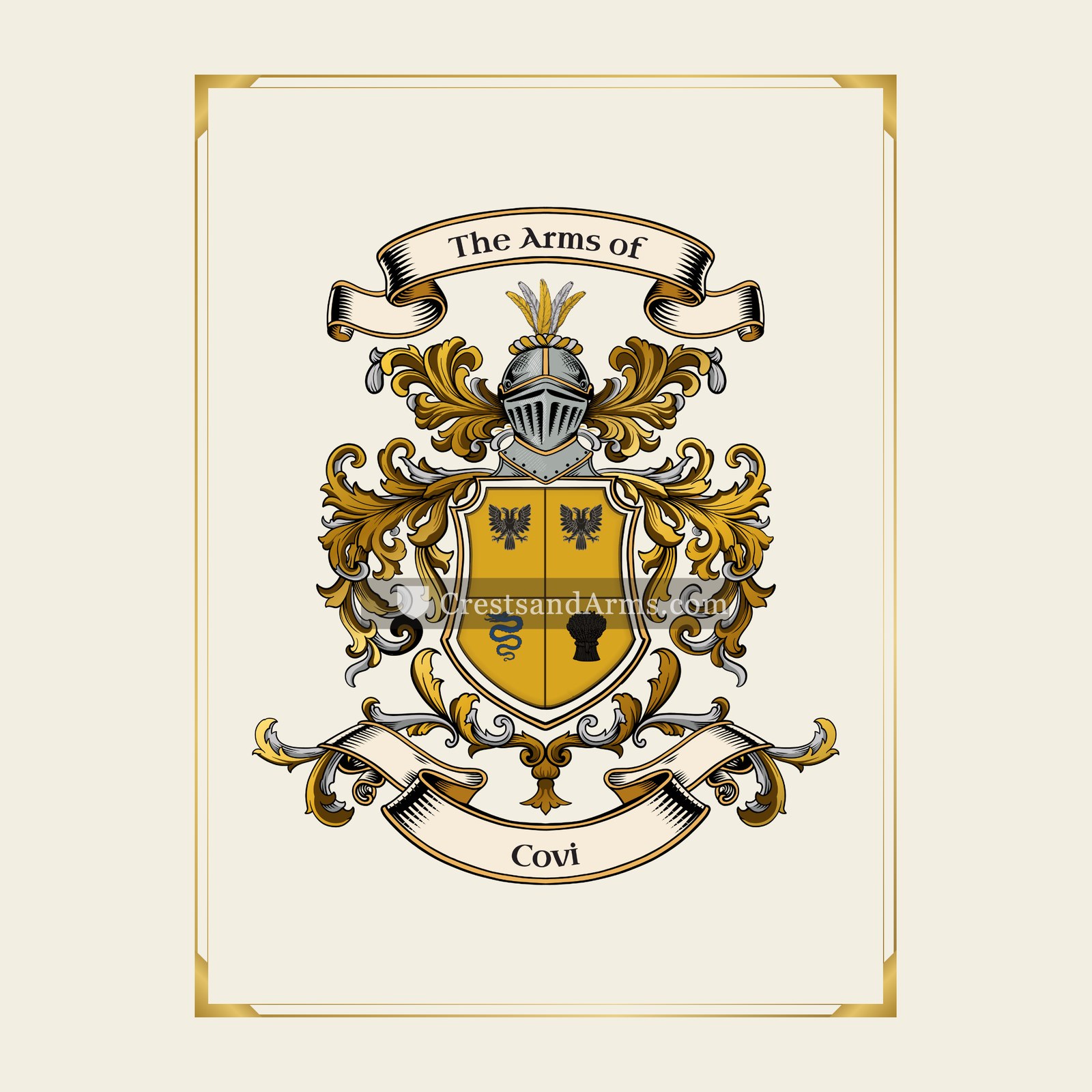 With gold border