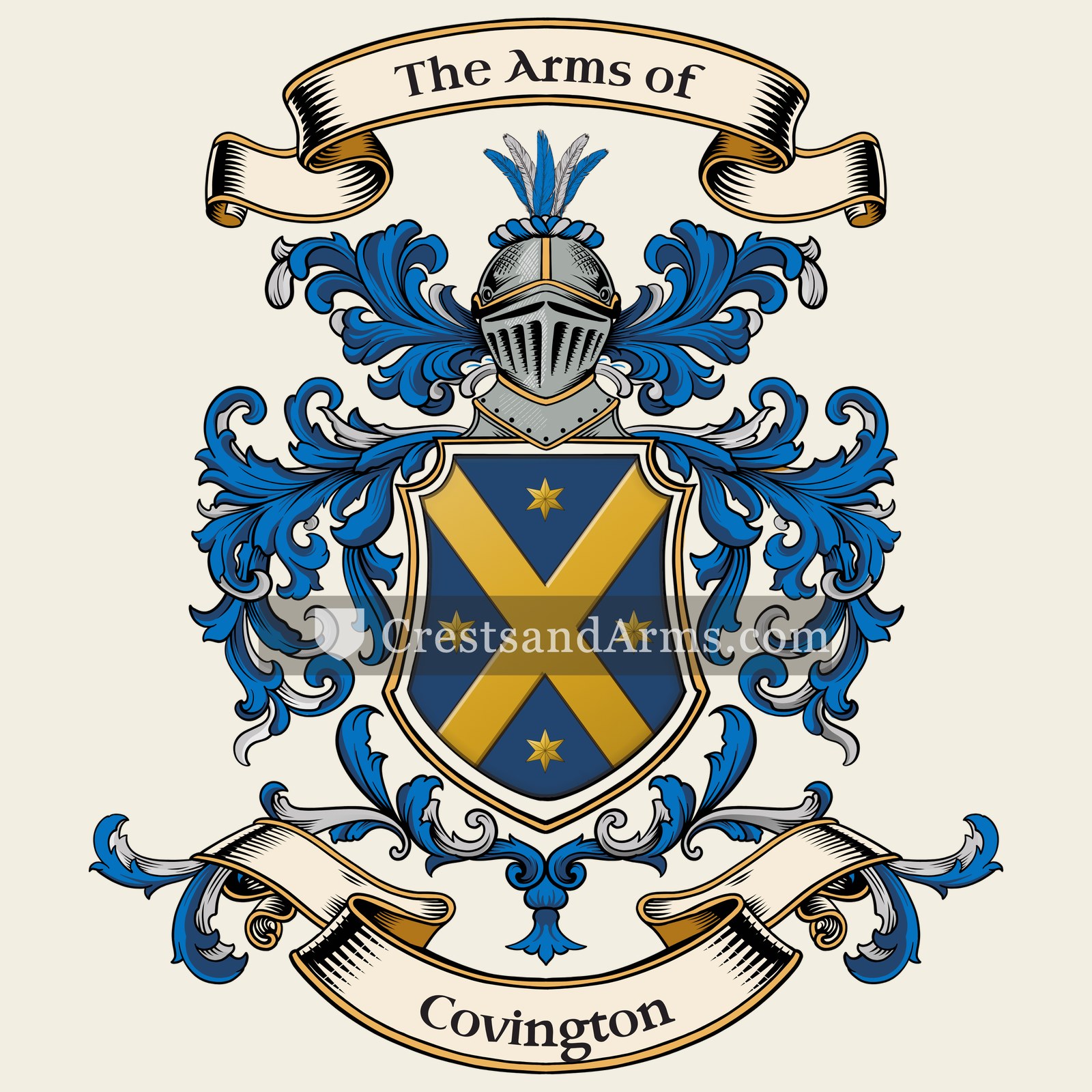 The Covington coat of arms, drawn from the recorded blazon