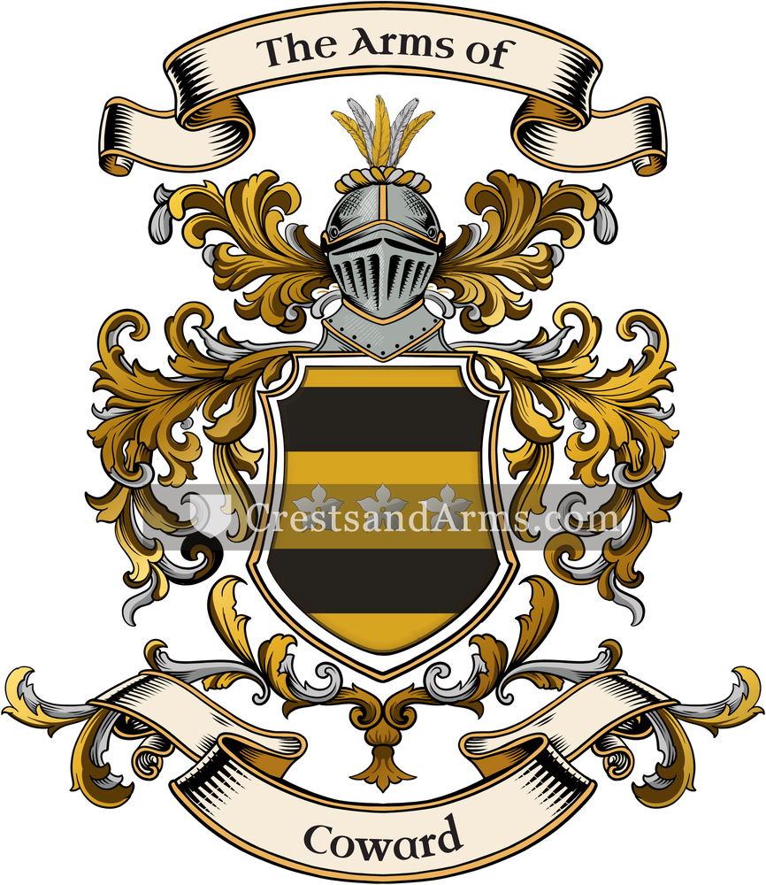 The Coward coat of arms, drawn from the recorded blazon