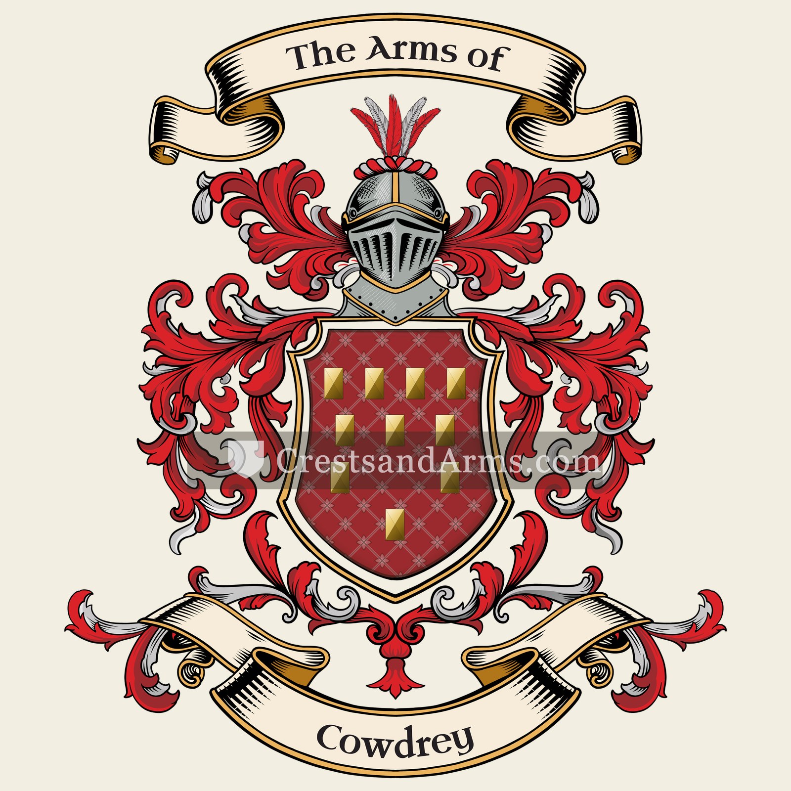 The Cowdrey coat of arms, drawn from the recorded blazon