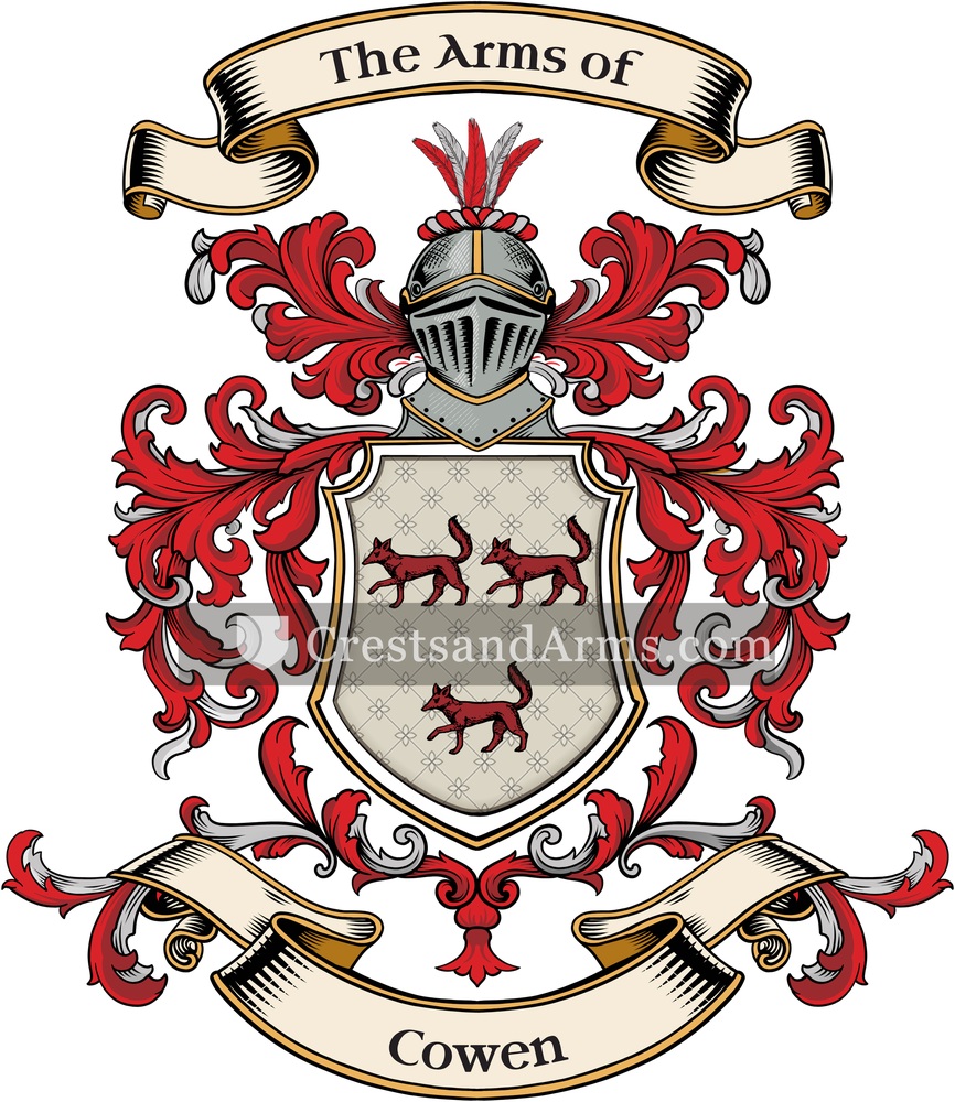 The Cowen coat of arms, drawn from the recorded blazon