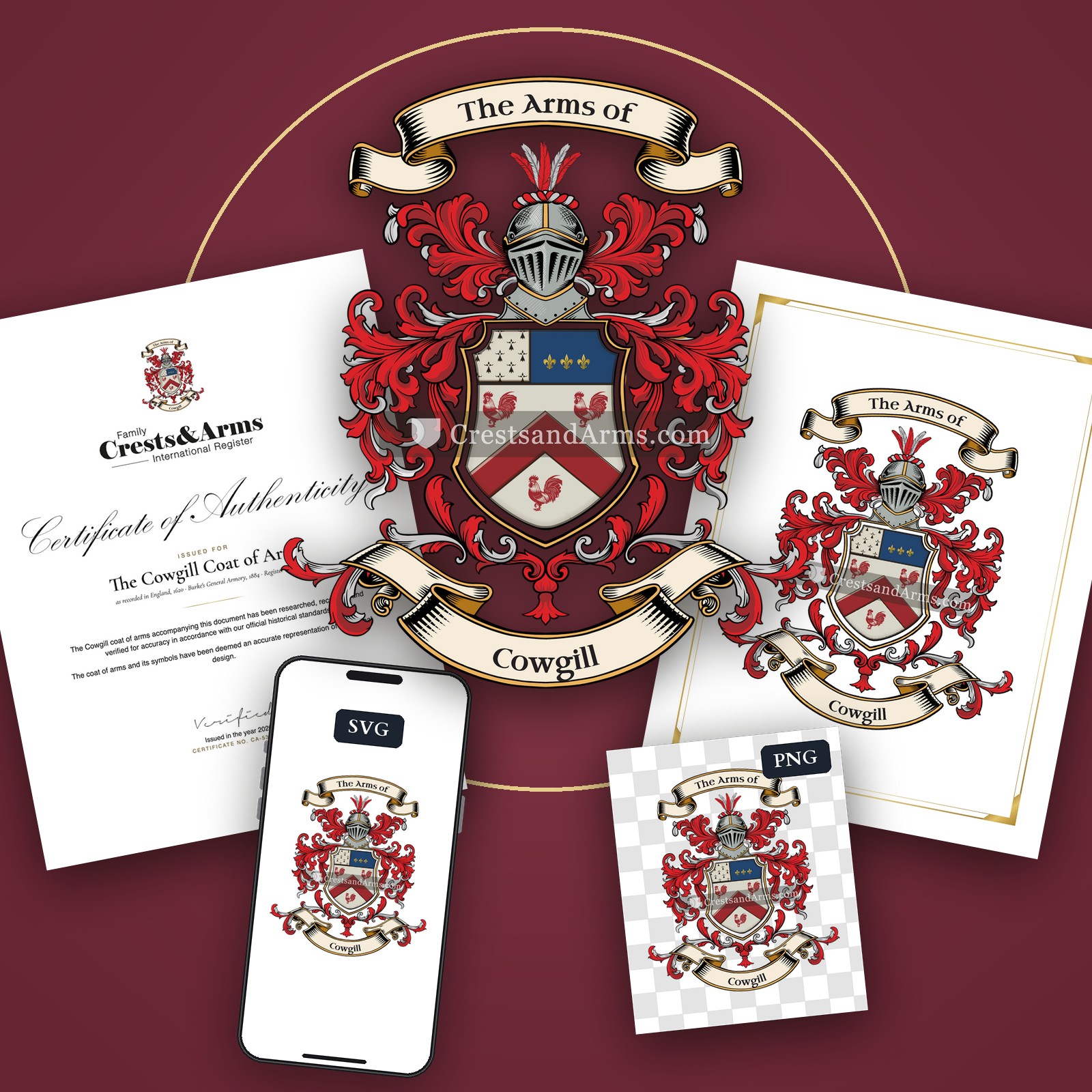 The Cowgill arms on the coat of arms — digital pack