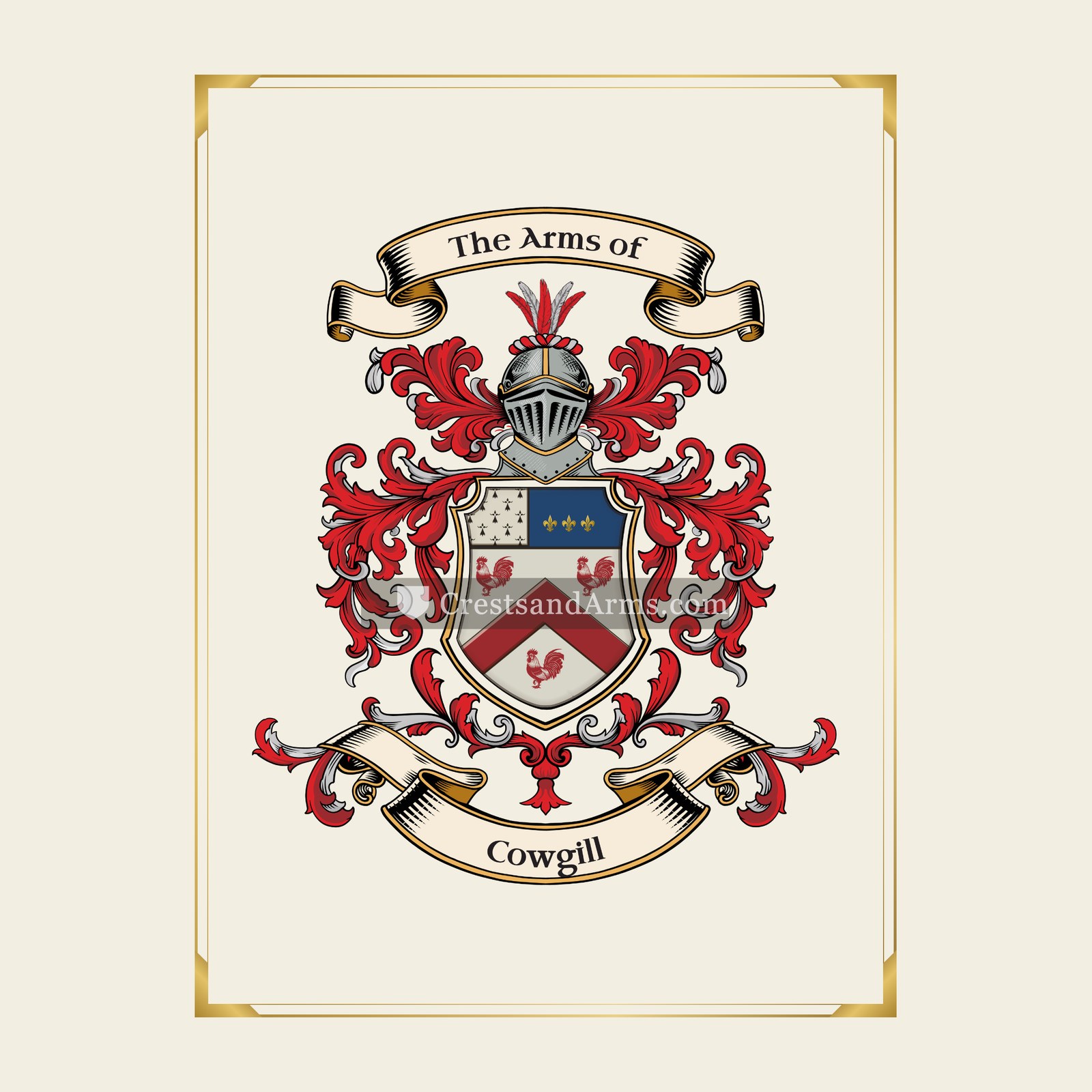 With gold border
