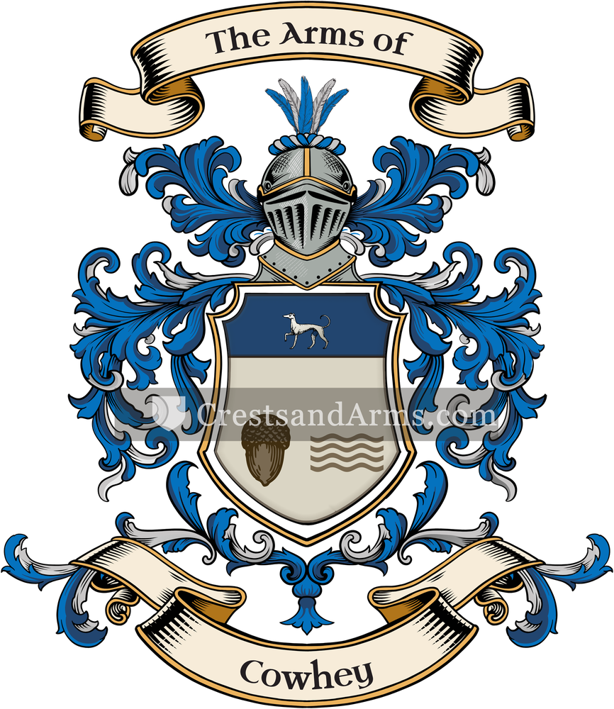 The Cowhey coat of arms, drawn from the recorded blazon