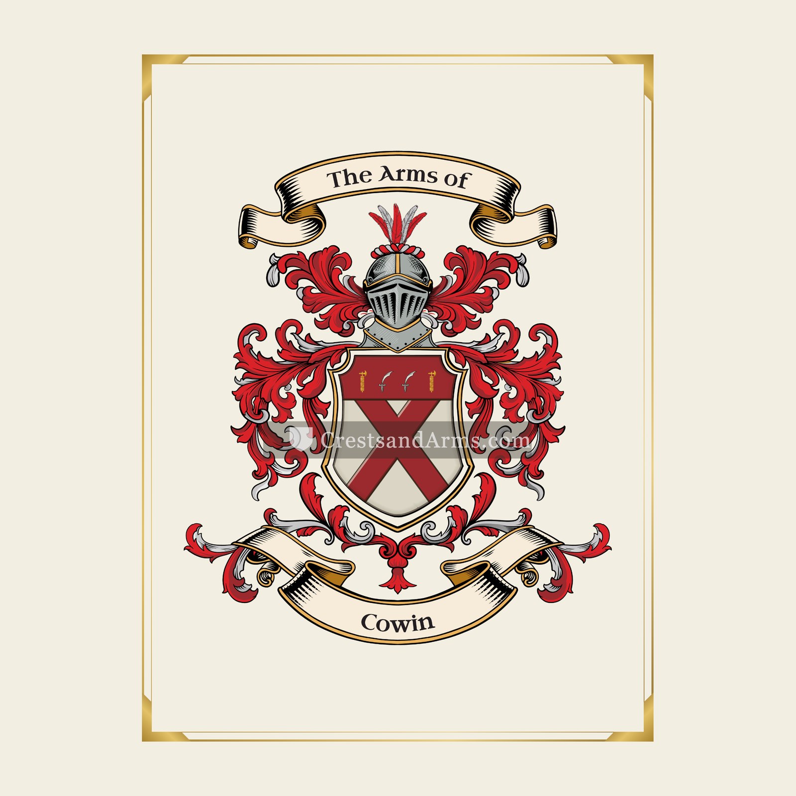 With gold border