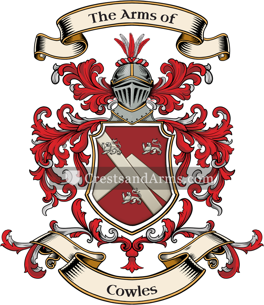 The Cowles coat of arms, drawn from the recorded blazon