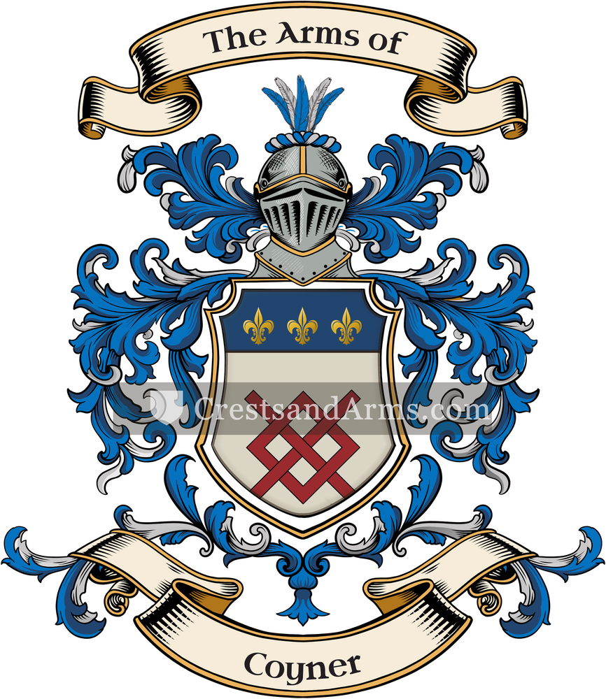 The Coyner coat of arms, drawn from the recorded blazon