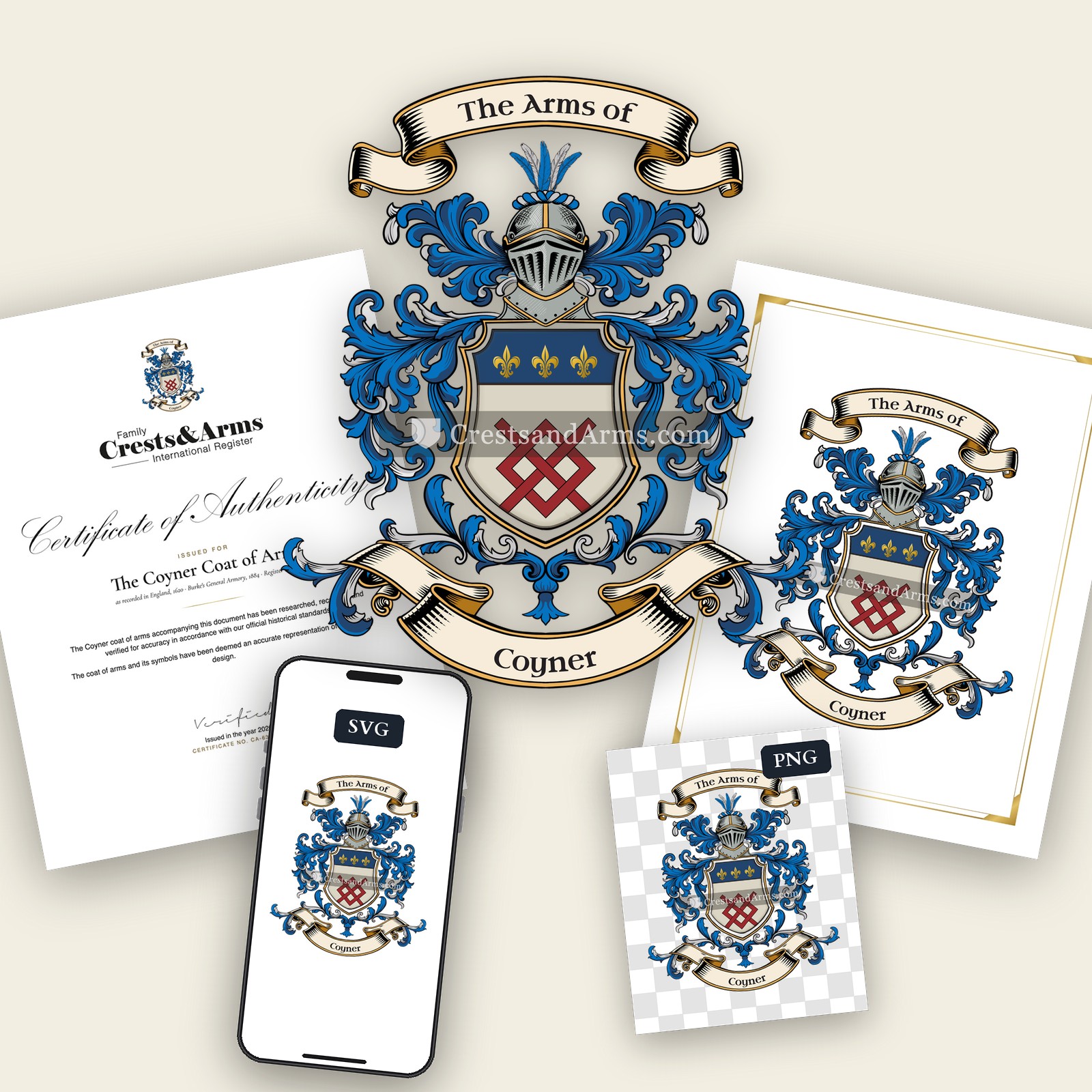 The Coyner arms on the coat of arms — digital pack