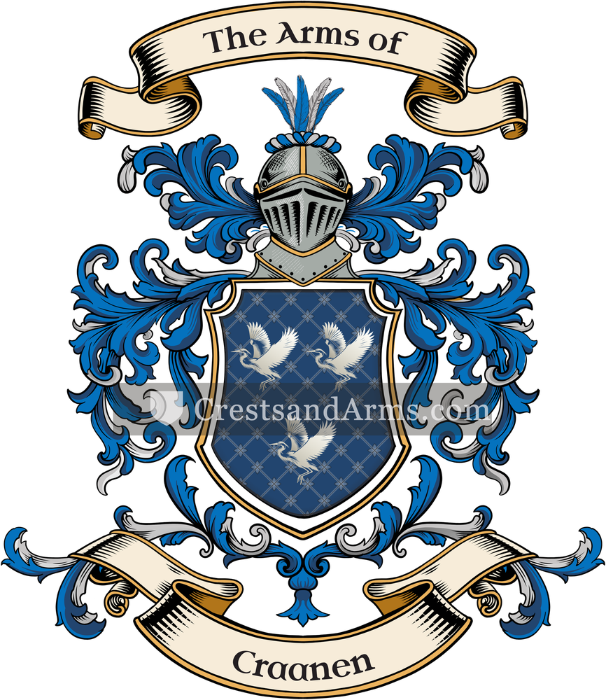 The Craanen coat of arms, drawn from the recorded blazon