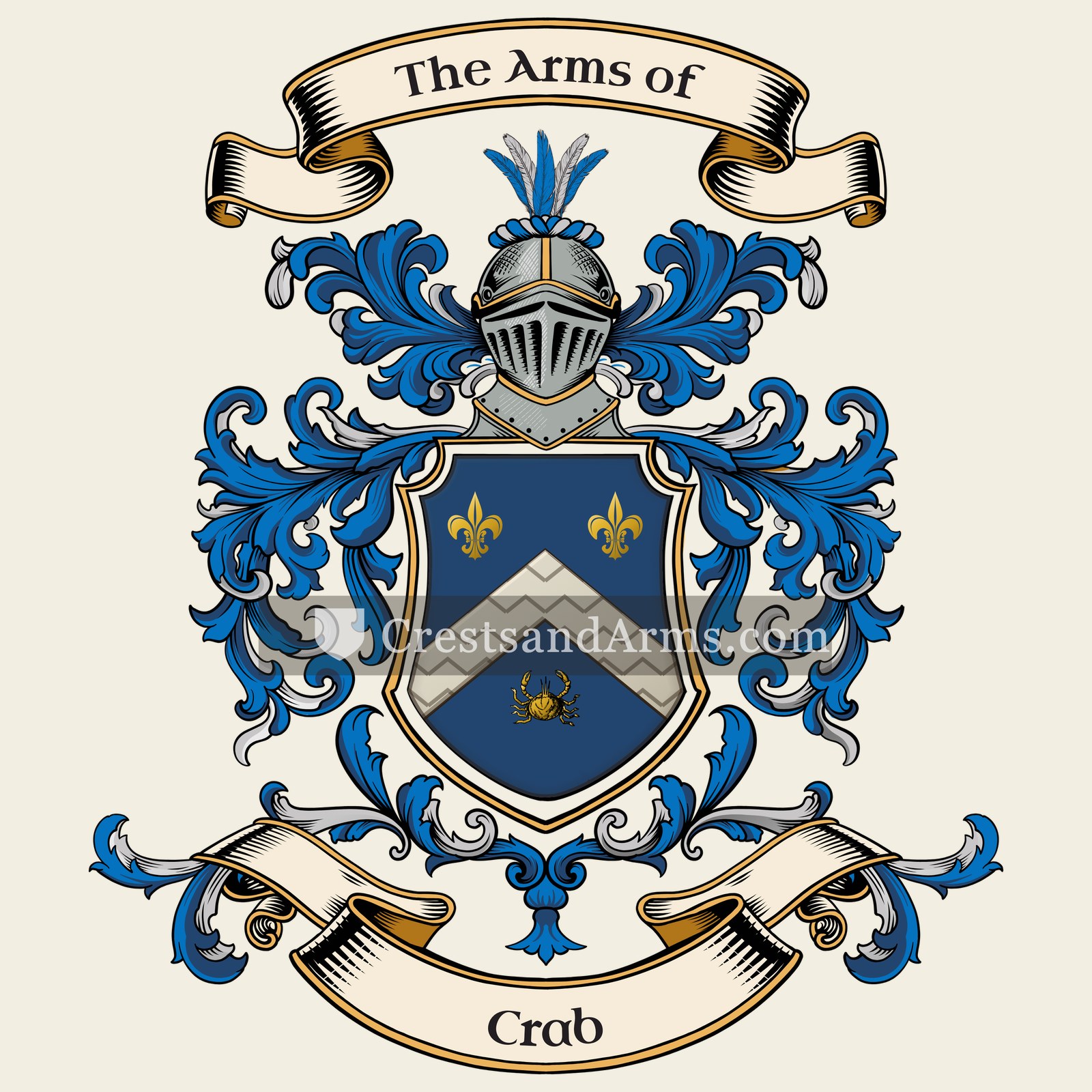 The Crab coat of arms, drawn from the recorded blazon
