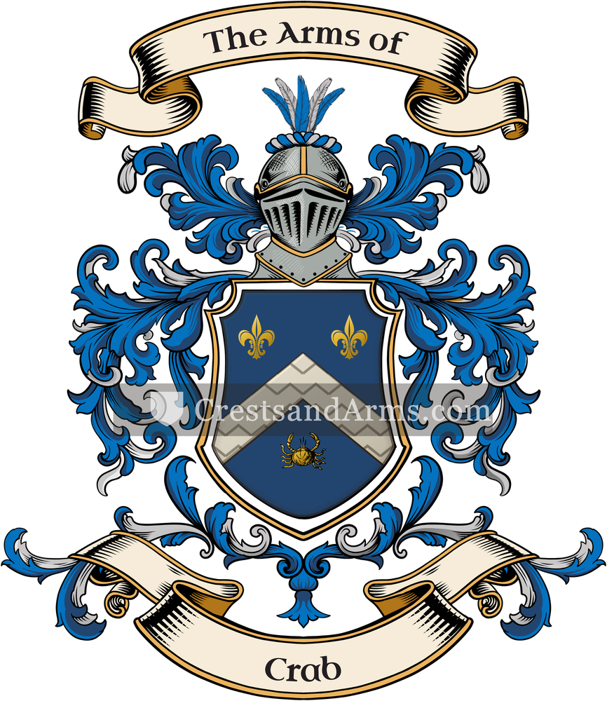 The Crab coat of arms, drawn from the recorded blazon