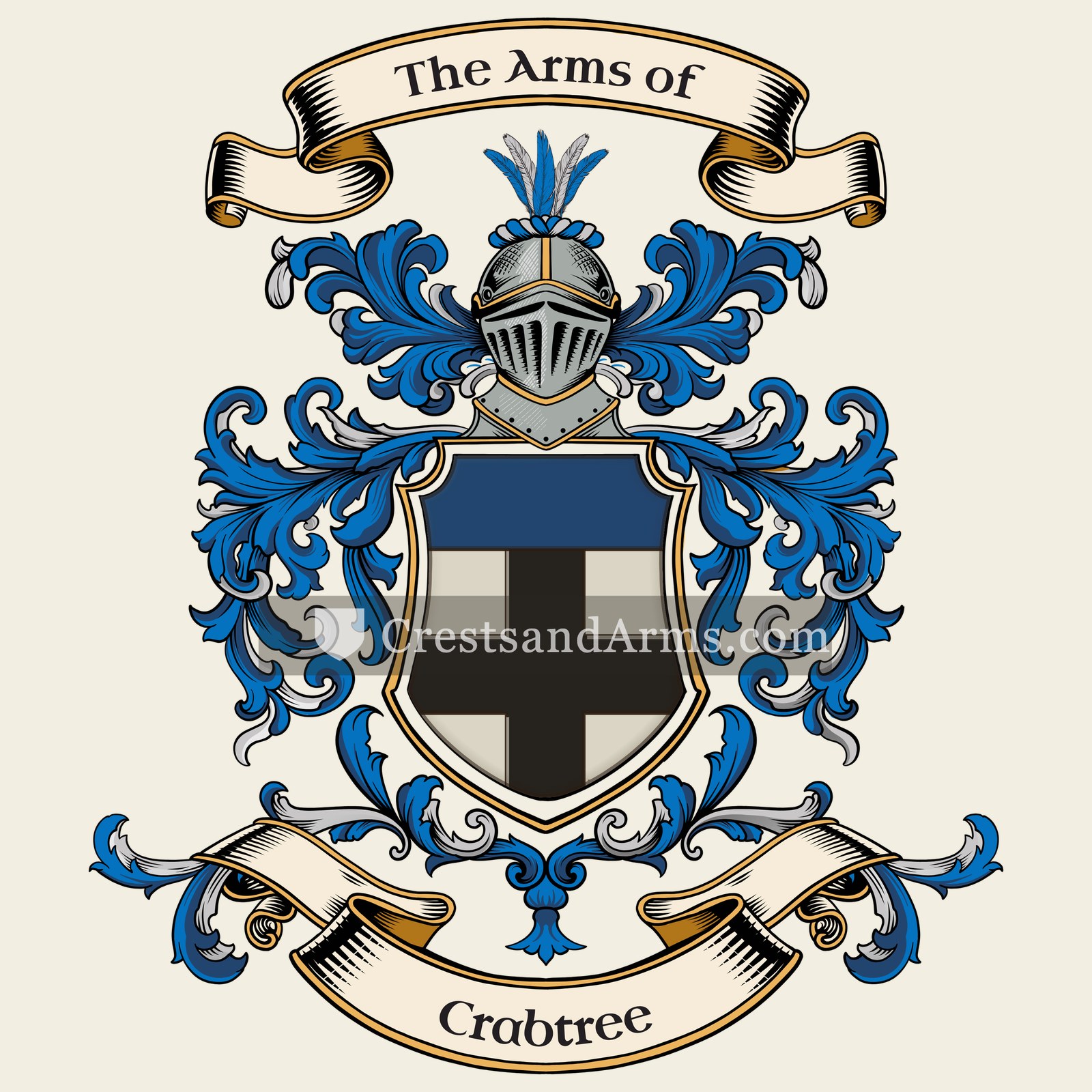 The Crabtree coat of arms, drawn from the recorded blazon