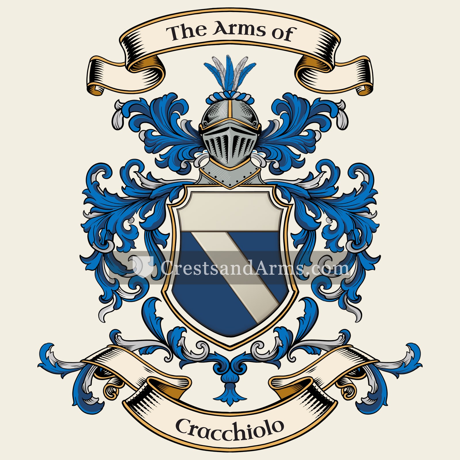 The Cracchiolo coat of arms, drawn from the recorded blazon
