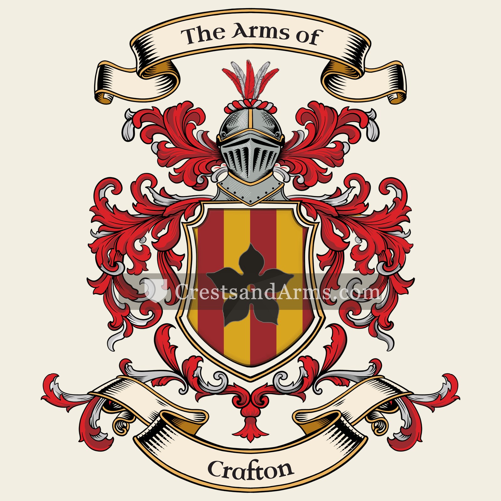 The Crafton coat of arms, drawn from the recorded blazon