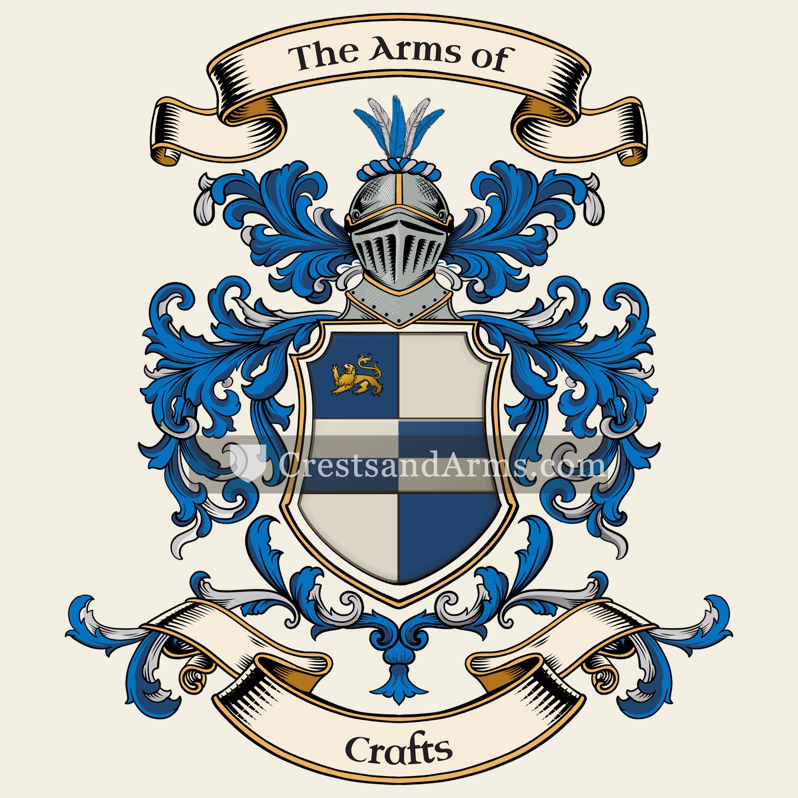 The Crafts coat of arms, drawn from the recorded blazon