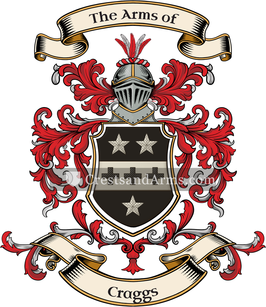 The Craggs coat of arms, drawn from the recorded blazon