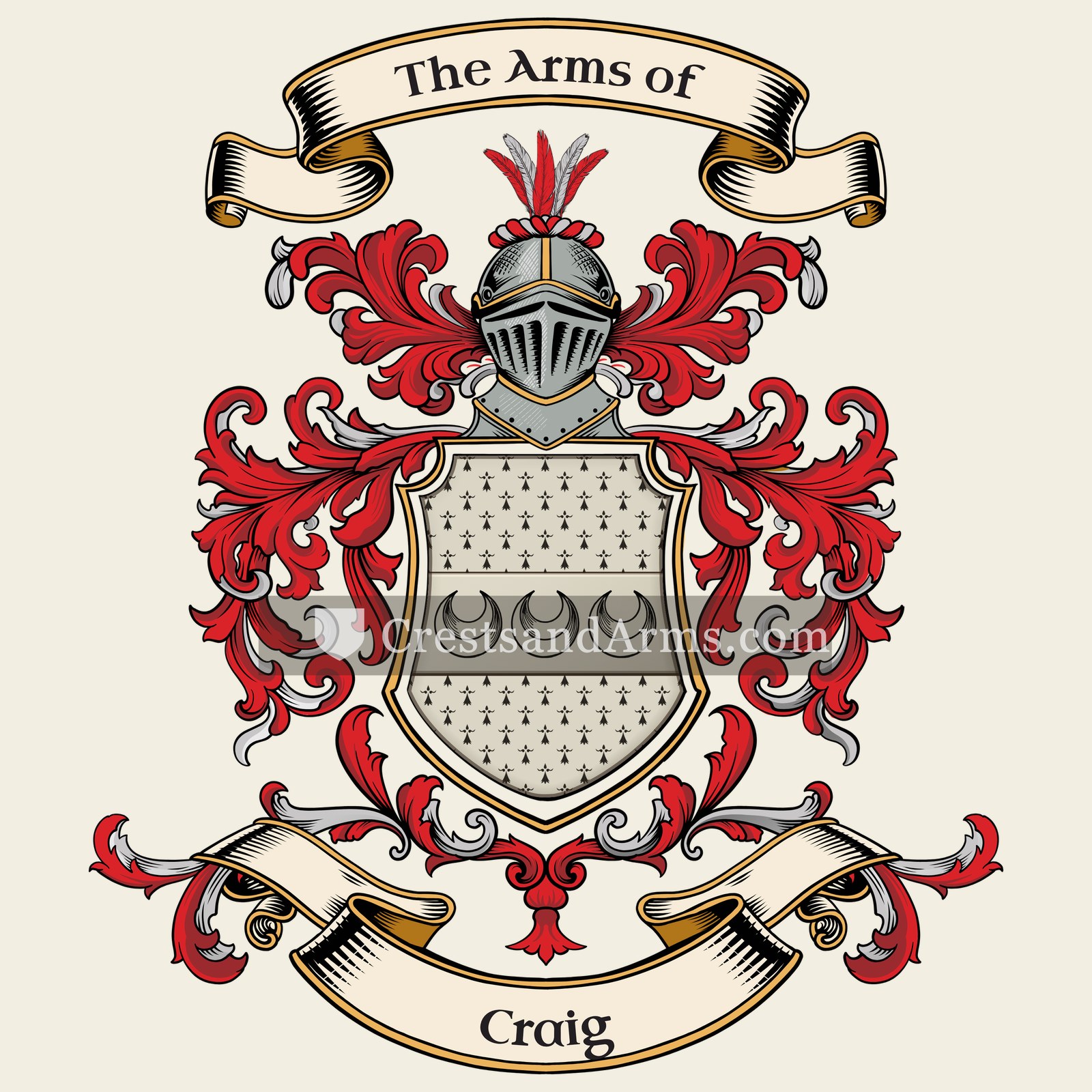 The Craig coat of arms, drawn from the recorded blazon