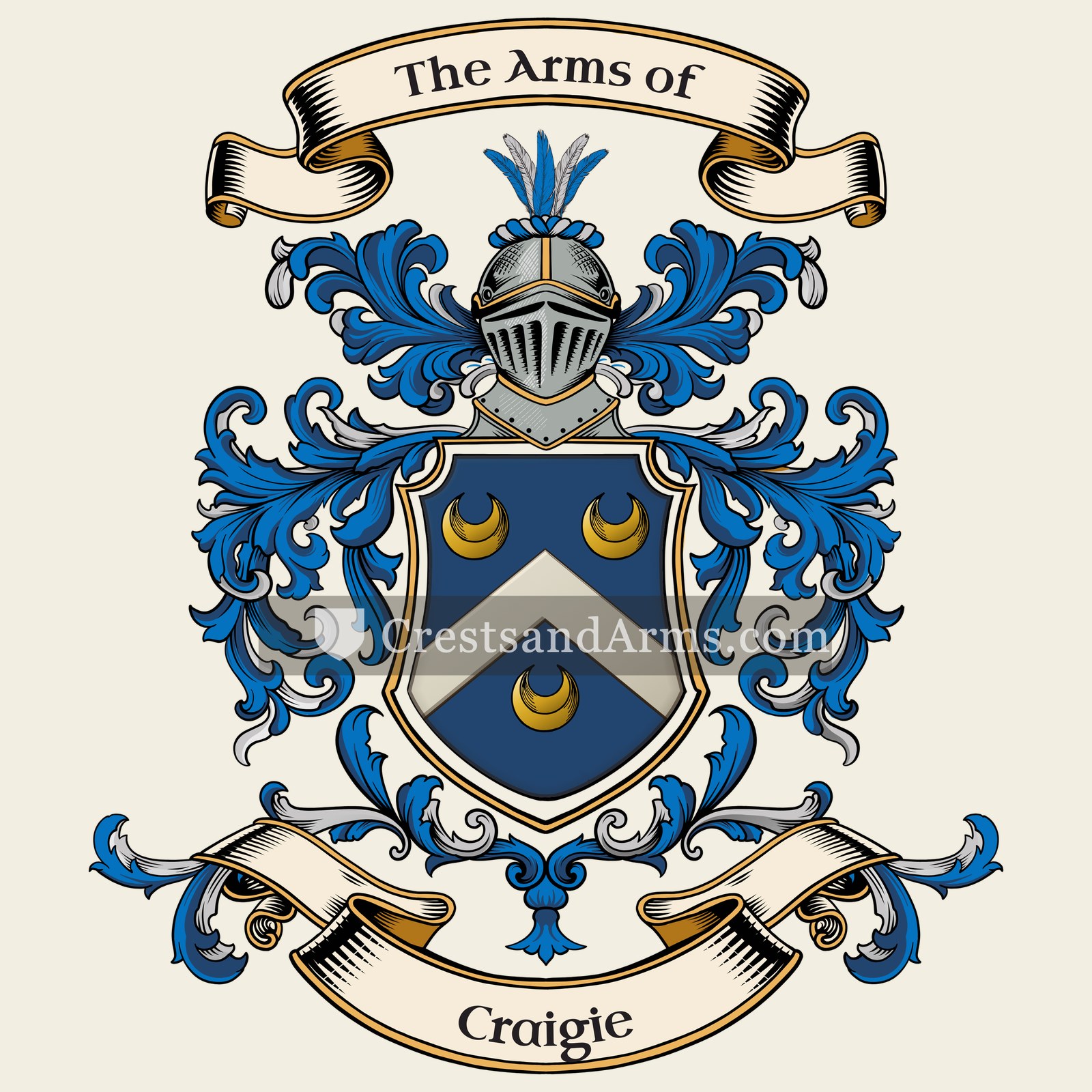 The Craigie coat of arms, drawn from the recorded blazon