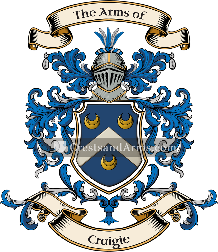 The Craigie coat of arms, drawn from the recorded blazon