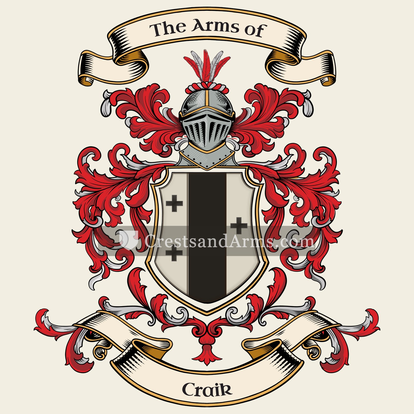 The Craik coat of arms, drawn from the recorded blazon